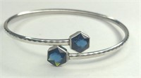 Sterling Silver Blue Topaz Cuff Bracelet, weighs