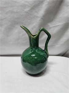 Green Pottery Pitcher Marked