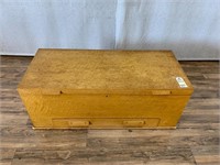 Vintage Light Burl Trunk w/Drawer