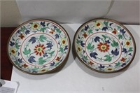 Set of 2 Oriental Ceramic and Metal Bowls