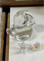 CLEAR GLASS BIRD PAPERWEIGHT - MINIATURES