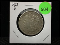 1921-S Morgan Silver Dollar in Flip