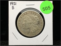 1921-S Morgan Silver Dollar in Flip