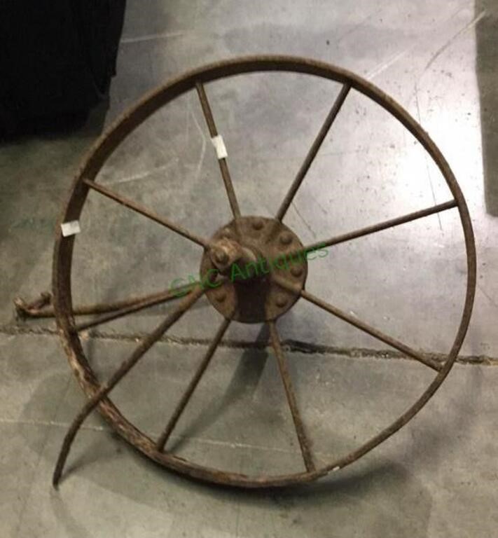 Antique metal cart wheel with 15 1/2 inch