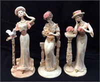 (3) MARLO COLLECTION VICTORIAN LADY FIGURINES