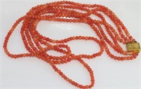Antique coral 3 strand necklace