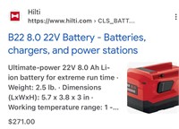 Hilti B22 8.0 22V Battery -