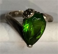 Sterling Silver Ring With Green Stone