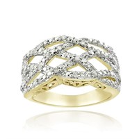 Genuine Diamond 14k Gold Pl Weave Ring