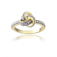 14K Gold Pl Genuine Diamond Love Knot Band Ring