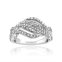 Genuine Diamond 14K White Gold Pl Twist Ring