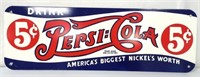 Pepsi-Cola Reproduction Metal Sign 10x30