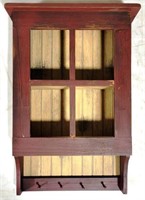 Rustic Painted Wooden Shelf w/ pegs