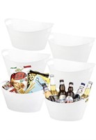 6 Pack Plastic Oval Storage Tub, Ice Bucket for
