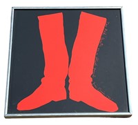 JIM DINE Red Boots on Black Ground Framed Print
