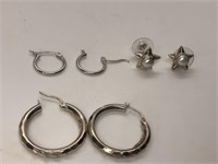 3 sterling earrings