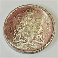Silver 1966 Canada 50 Cent Coin