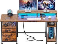Furologee 61 Desk with Outlet  USB  Shelves