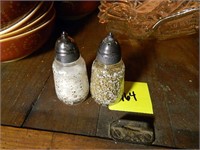 Salt & Pepper Shakers Lids Possibly Silver