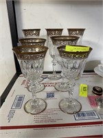 LOT OF 7 GORGEOUS CRYSTAL RIMMED GLASSES