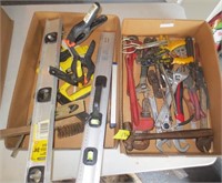 Levels, clamps, tape measure, tools