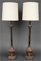 Acanthus Leaf Decorated Buffet Lamps, Pair