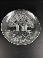 Vintage Decorative Tree Art Glass Plate