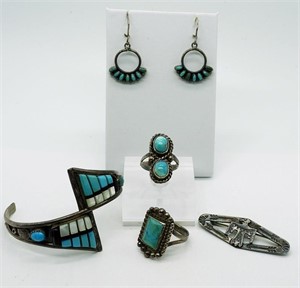 Sterling Navajo Style Turquoise Set