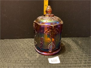 Vintage Indiana Carnival Glass Candy Jar w/Lid