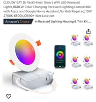 CLOUDY BAY [6 Pack] 4inch Smart WiFi LED Recessed