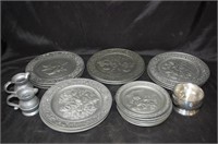 Lot of Hallmark Pewter Plate Sets & Pieces