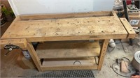 Work bench Table 59 x 32 x 25 inches  w wood