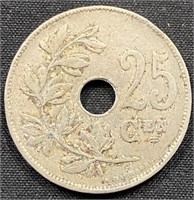 1922 - Belgium 25 cen coin