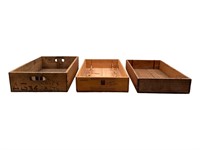 3 Assorted Wood Shallow Crates