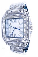 Unisex Fancy Qtz. Watch, Micro Pave Set Swarovski