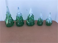 5 GLASS CHRISTMAS TREES