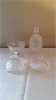 2 Small Glass Candy Dishes with Lids