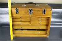 Wood Machinist Tool Box with Watch Parts & Tools