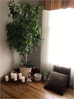 Clean up home decor lot with faux ficus tree
