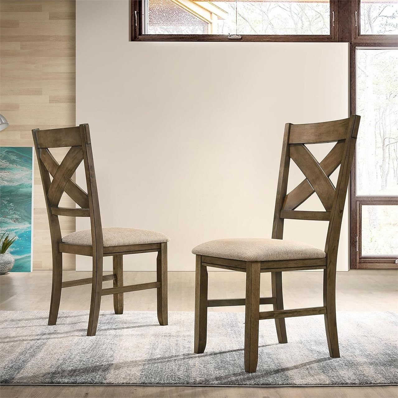 Roundhill Raven Wood Fabric Dining Chair  Maple