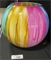 Multicolored Striped Glass Bowl, Desk Lamp.
