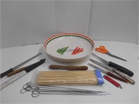 Pasta bowl & assortment of utensils