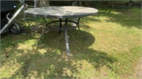 Metal and glass outdoor table