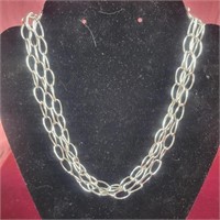 14k White Gold Silver Multistrand Necklace 19",