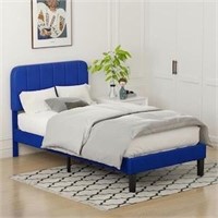 VECELO Upholstered Bed Frame Blue Metal TWIN
