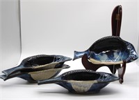 Vintage 4 Fish Bowls  Kula Ceramic