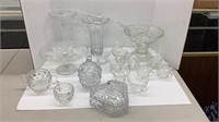 Glasswares Punch Bowl, Cups, Vases, Cake Plate