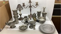 Pewter Plates, Bowls, Cups, Candleholders and etc