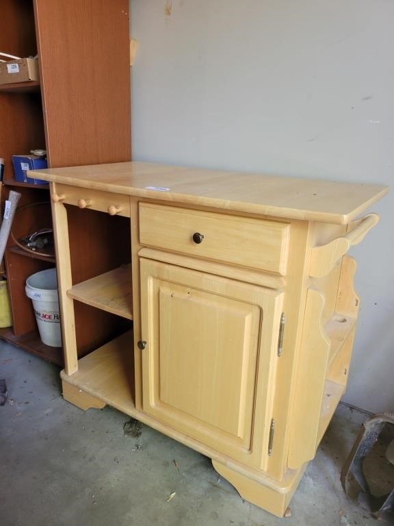 Wood Kitchen Cart on Casters - Approx 33"T X 38"W
