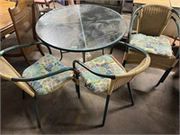 Glass Top Patio Table w/ 4 Chairs